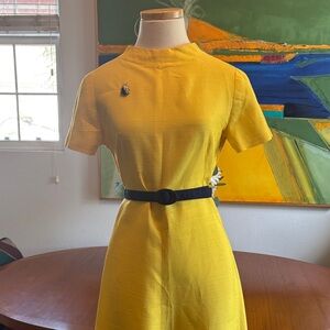 Vintage Jackie O style Elegant Yellow Dress